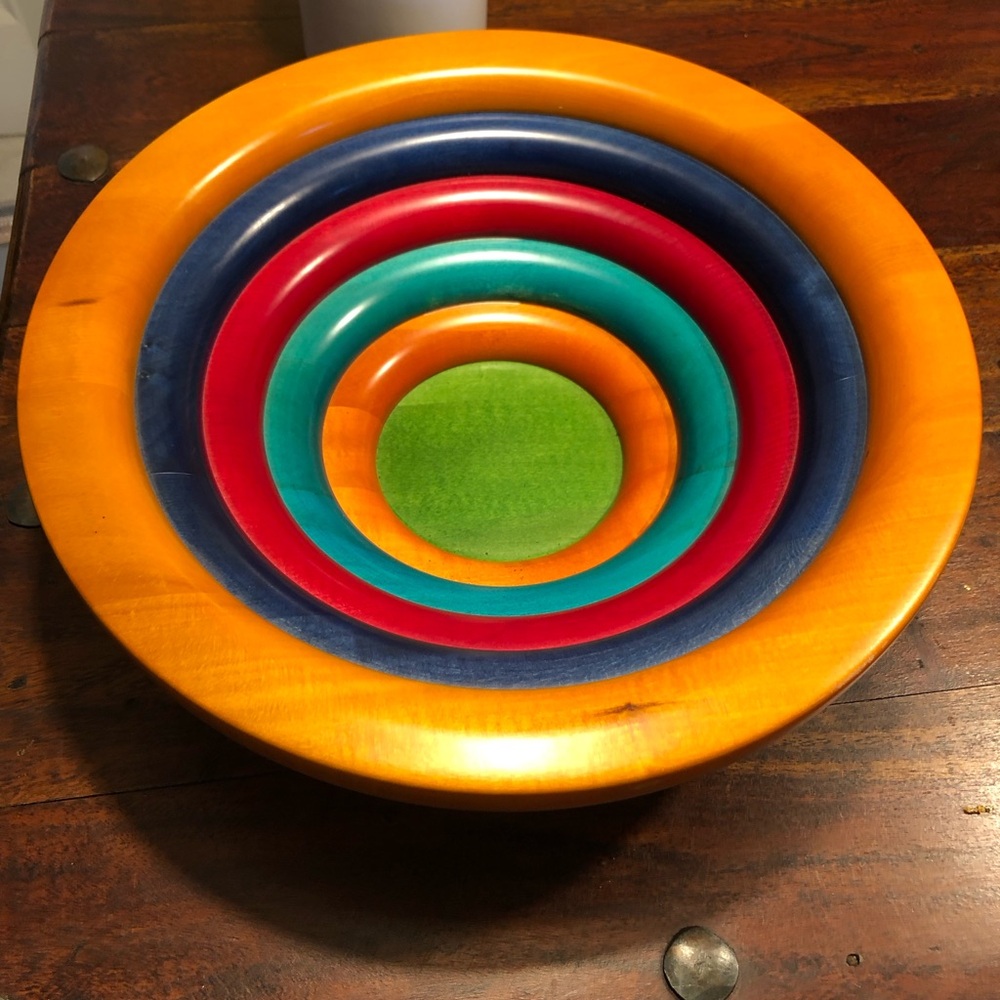 Postmodern Italian Wooden Bowl by Pietro Manzoni 13”x 4 1/2” - Picture 6 of 11